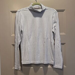LOFT Black and White Striped Long Sleeve Turtleneck
